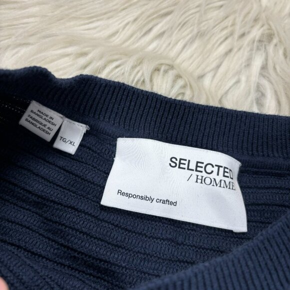 Selected Homme Horizontal Ribbed Knit Crew Pullover Sweater - Picture 4 of 7